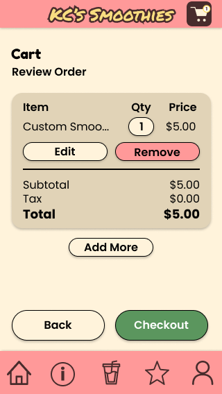 Order review screen